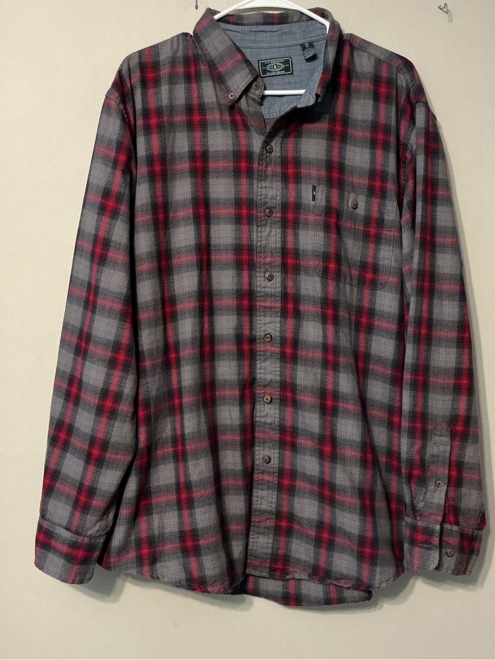 G.H. Bass & Co. Gray and Red Plaid Button-Down Shirt